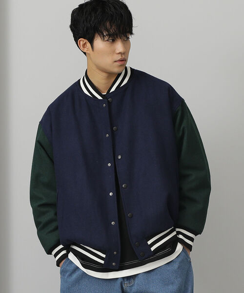 BEAMS HEART（ビームスハート）の「BEAMS HEART / メルトン スタジャン（スタジャン・メンズ・ブラック/ダークグリーン/ネイビー・SMALL/MEDIUM/LARGE）」の3枚目の写真