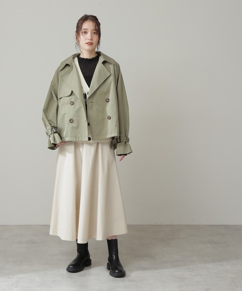 N.（N. Natural Beauty Basic）（エヌエヌナチュラルビューティーベーシック）の「【追加生産】◆ショートトレンチコート（トレンチコート・レディース・ベージュ/カーキ/ピンク・MEDIUM）」の9枚目の写真