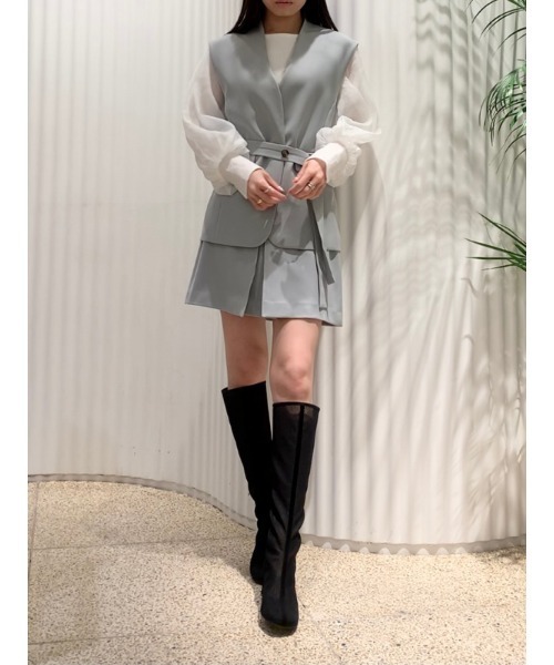 SNIDEL（スナイデル）の「ジレSETUP（ワンピース・レディース・ブラック/ミント/ライトベージュ・0/1）」の6枚目の写真