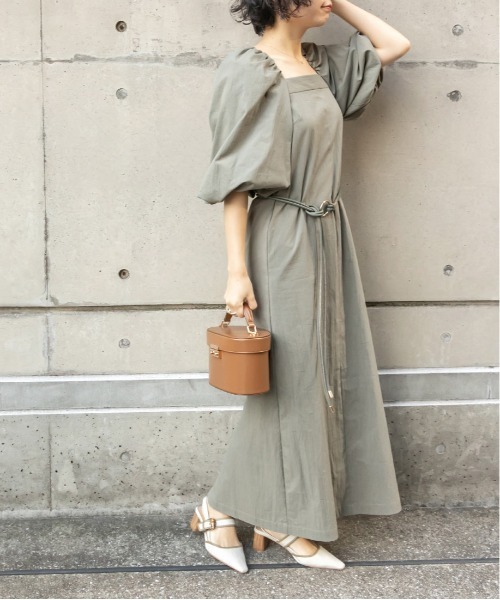 RANDA(ランダ)の「ボリュームスリーブマキシワンピース(ワンピース・レディース・チェック/カーキ/パープル・0/1)」の7枚目の写真