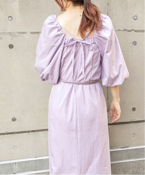 RANDA(ランダ)の「ボリュームスリーブマキシワンピース(ワンピース・レディース・チェック/カーキ/パープル・0/1)」の9枚目の写真