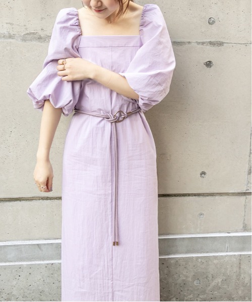 RANDA(ランダ)の「ボリュームスリーブマキシワンピース(ワンピース・レディース・チェック/カーキ/パープル・0/1)」の10枚目の写真