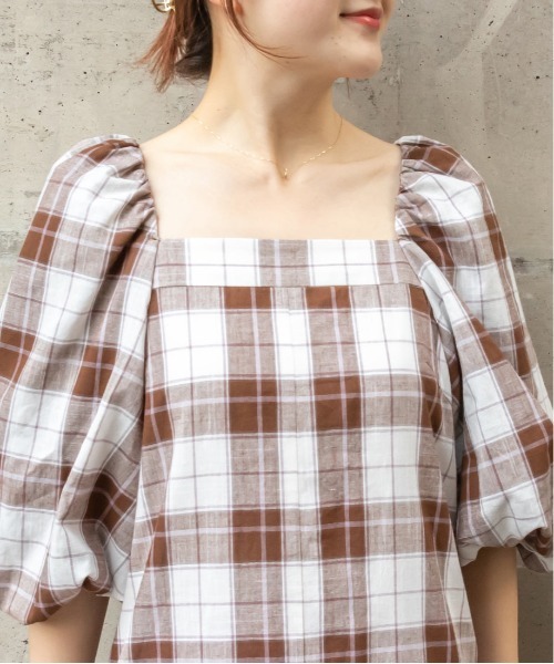 RANDA(ランダ)の「ボリュームスリーブマキシワンピース(ワンピース・レディース・チェック/カーキ/パープル・0/1)」の18枚目の写真