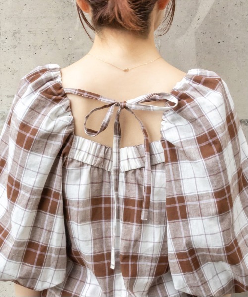 RANDA(ランダ)の「ボリュームスリーブマキシワンピース(ワンピース・レディース・チェック/カーキ/パープル・0/1)」の19枚目の写真