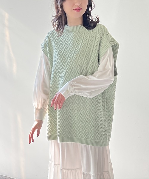 one way（ワンウェイ）の「BIGベスト付きティアードワンピース（ワンピース・レディース・ホワイト/ライトグリーン/ベージュ/ブラック・FREE）」の19枚目の写真