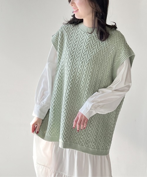 one way（ワンウェイ）の「BIGベスト付きティアードワンピース（ワンピース・レディース・ホワイト/ライトグリーン/ベージュ/ブラック・FREE）」の21枚目の写真