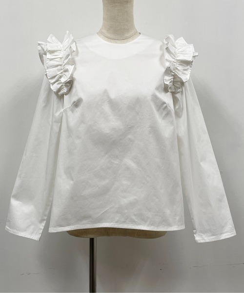 PICCIN（ピッチン）の「肩フリル後パールボタンブラウス（シャツ/ブラウス・レディース・ブラック/オフホワイト・M）」の21枚目の写真