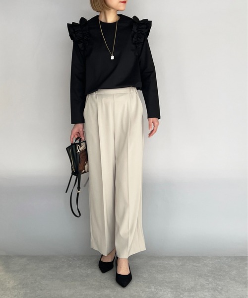 PICCIN（ピッチン）の「肩フリル後パールボタンブラウス（シャツ/ブラウス・レディース・ブラック/オフホワイト・M）」の17枚目の写真