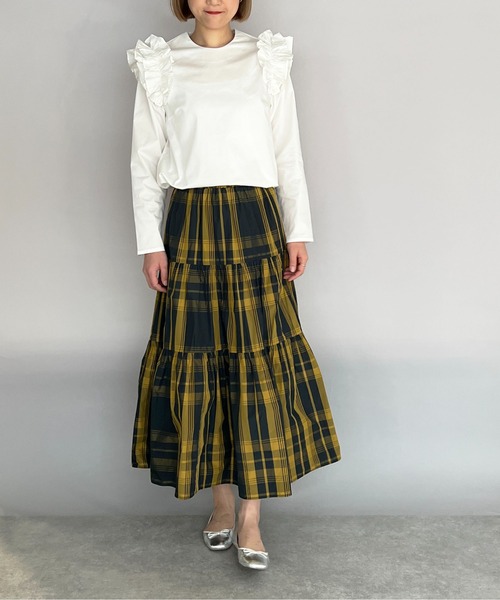 PICCIN（ピッチン）の「肩フリル後パールボタンブラウス（シャツ/ブラウス・レディース・ブラック/オフホワイト・M）」の8枚目の写真