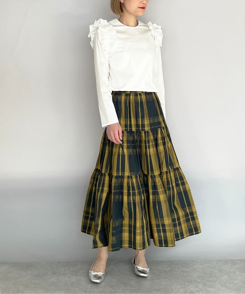 PICCIN（ピッチン）の「肩フリル後パールボタンブラウス（シャツ/ブラウス・レディース・ブラック/オフホワイト・M）」の11枚目の写真