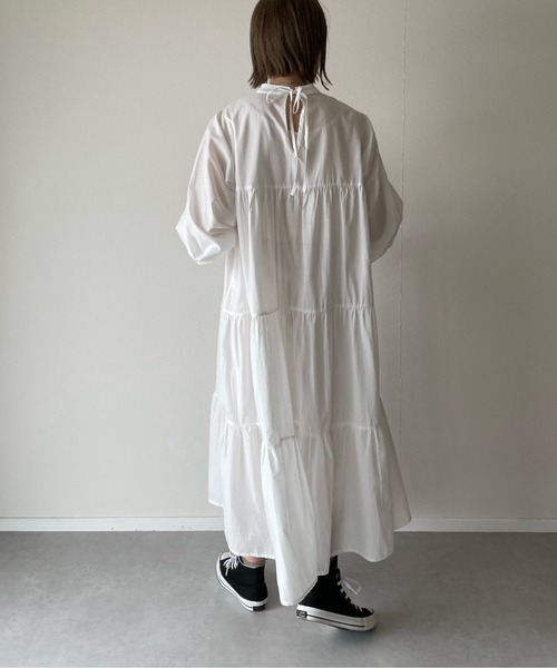 y/m by misato（イムバイミサト）の「ローンティアードワンピース（ワンピース・レディース・ブラウン/オフホワイト/イエロー・FREE）」の12枚目の写真