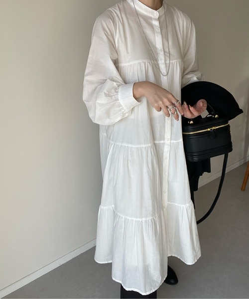 y/m by misato（イムバイミサト）の「ローンティアードワンピース（ワンピース・レディース・ブラウン/オフホワイト/イエロー・FREE）」の9枚目の写真