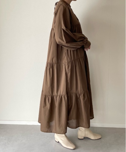 y/m by misato（イムバイミサト）の「ローンティアードワンピース（ワンピース・レディース・ブラウン/オフホワイト/イエロー・FREE）」の21枚目の写真