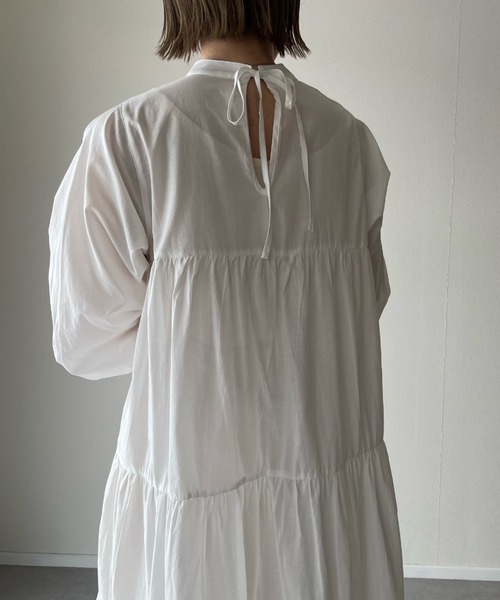 y/m by misato（イムバイミサト）の「ローンティアードワンピース（ワンピース・レディース・ブラウン/オフホワイト/イエロー・FREE）」の6枚目の写真