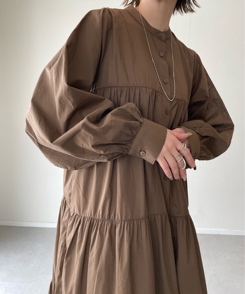y/m by misato（イムバイミサト）の「ローンティアードワンピース（ワンピース・レディース・ブラウン/オフホワイト/イエロー・FREE）」の5枚目の写真