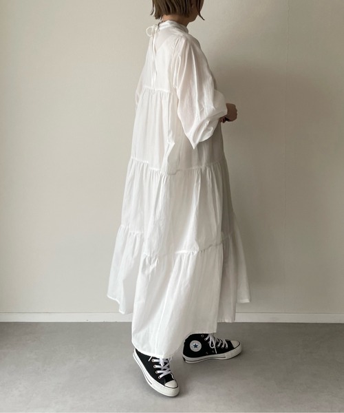 y/m by misato（イムバイミサト）の「ローンティアードワンピース（ワンピース・レディース・ブラウン/オフホワイト/イエロー・FREE）」の17枚目の写真