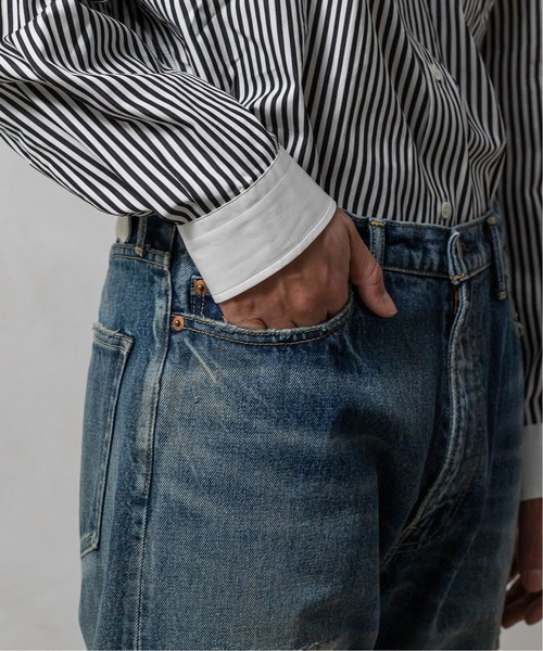 EDIFICEダメージ加工 ストレートデニム ダークブルー EDIFICEダメージ加工 ストレートデニム ダークブルー - メルカリ