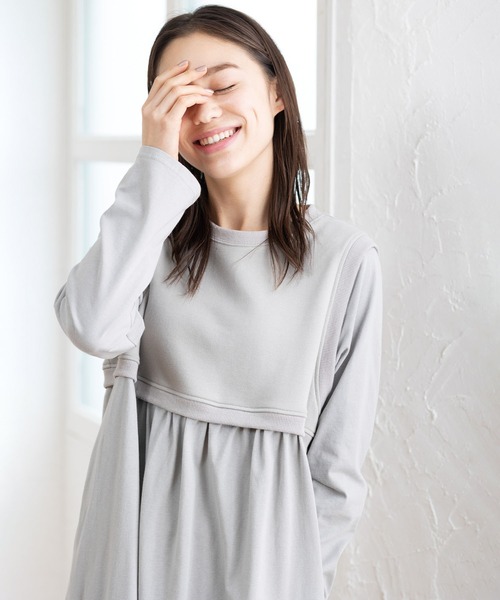 MILKFED.（ミルクフェド）の「LAYERED GATHERED DRESS（ワンピース・レディース・オフホワイト/ブラック/ライトグレー/ライトピンク・ONE SIZE）」の11枚目の写真