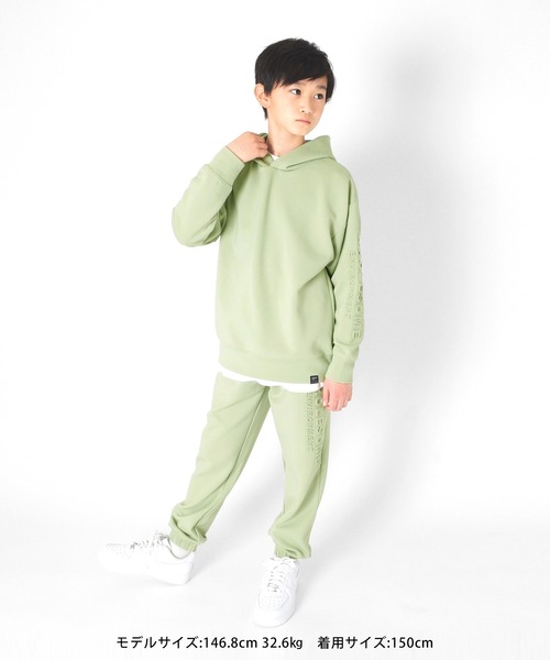 GLAZOS（グラソス）の「[ワイドテーパード]ダンボールニット・エンボスロゴパンツ【セットアップ対応】（スウェットパンツ・キッズ・ブラック/ライム/グレー・140cm/160cm/150cm/130cm/170cm）」の12枚目の写真