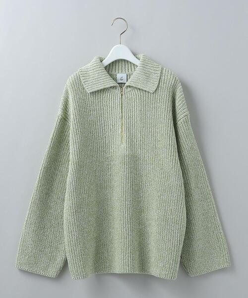 6（ロク）の「＜6(ROKU)＞COTON MOKU HALF ZIP KNIT 2/ニット（ニット