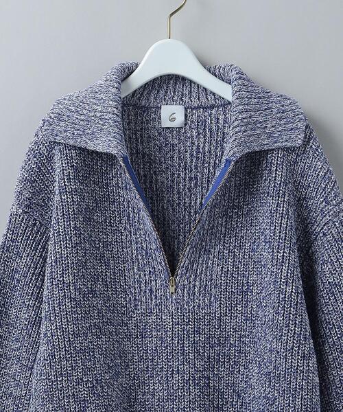 6（ロク）の「＜6(ROKU)＞COTON MOKU HALF ZIP KNIT 2/ニット（ニット