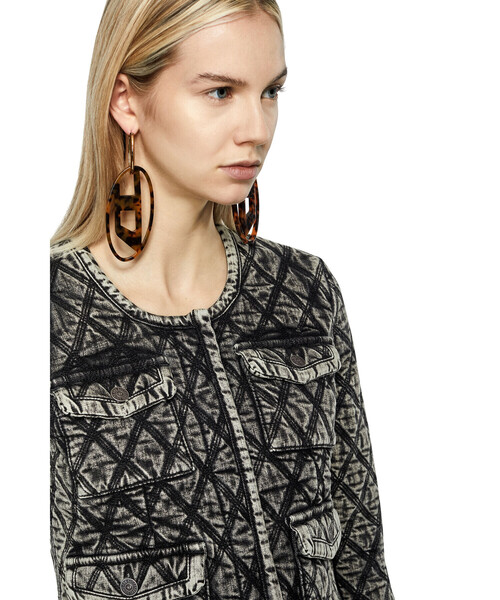 DIESEL（ディーゼル）の「レディース デニムジャケット アーガイル ノーカラー（デニムジャケット・レディース・インディゴブルー・X-SMALL/LARGE/SMALL/MEDIUM）」の7枚目の写真