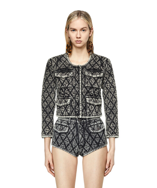 DIESEL（ディーゼル）の「レディース デニムジャケット アーガイル ノーカラー（デニムジャケット・レディース・インディゴブルー・X-SMALL/LARGE/SMALL/MEDIUM）」の15枚目の写真