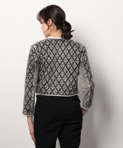 DIESEL（ディーゼル）の「レディース デニムジャケット アーガイル ノーカラー（デニムジャケット・レディース・インディゴブルー・X-SMALL/LARGE/SMALL/MEDIUM）」の10枚目の写真