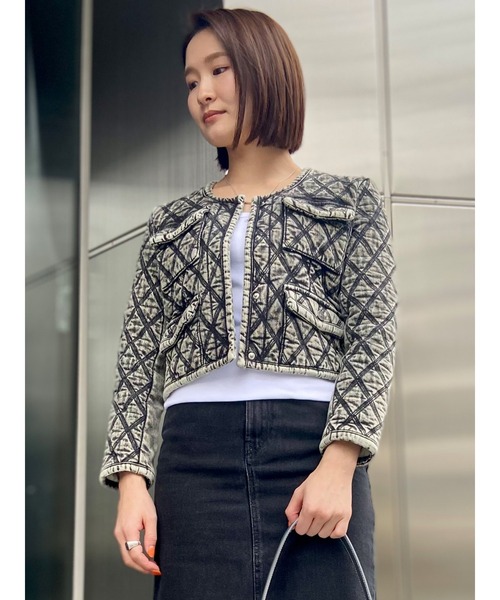 DIESEL（ディーゼル）の「レディース デニムジャケット アーガイル ノーカラー（デニムジャケット・レディース・インディゴブルー・X-SMALL/LARGE/SMALL/MEDIUM）」の17枚目の写真