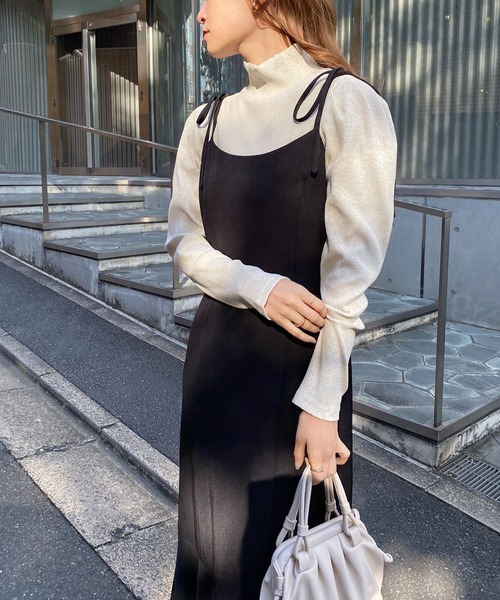 one after another NICE CLAUP(ワンアフターアナザーナイスクラップ)の「WEB限定 着回し万能なマーメイドキャミワンピース(ワンピース・レディース・ブラック/ベージュ/ブラック系その他/サックスブルー系・FREE)」の16枚目の写真