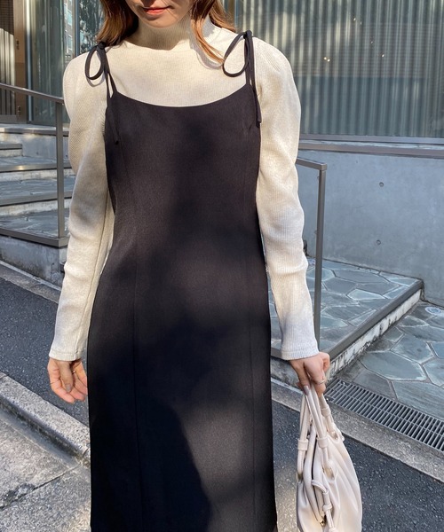 one after another NICE CLAUP(ワンアフターアナザーナイスクラップ)の「WEB限定 着回し万能なマーメイドキャミワンピース(ワンピース・レディース・ブラック/ベージュ/ブラック系その他/サックスブルー系・FREE)」の21枚目の写真