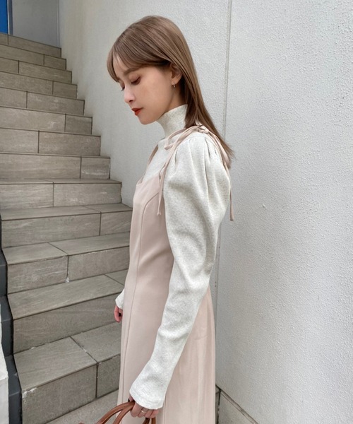 one after another NICE CLAUP(ワンアフターアナザーナイスクラップ)の「WEB限定 着回し万能なマーメイドキャミワンピース(ワンピース・レディース・ブラック/ベージュ/ブラック系その他/サックスブルー系・FREE)」の12枚目の写真