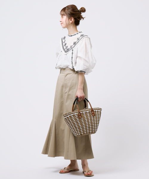 B.C STOCK(ベーセーストック)の「クロス刺繍ボイルブラウス◆(シャツ/ブラウス・レディース・ホワイト/ブラック/ホワイト系その他・FREE)」の9枚目の写真