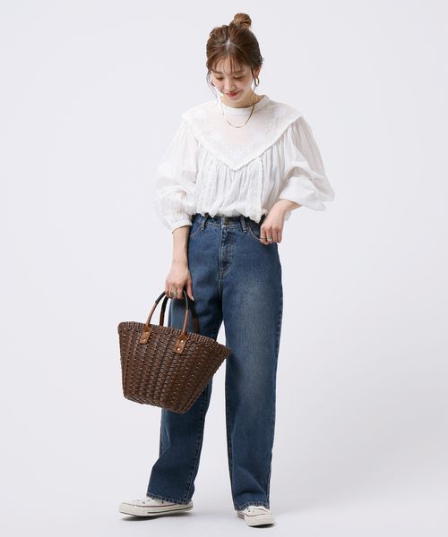 B.C STOCK(ベーセーストック)の「クロス刺繍ボイルブラウス◆(シャツ/ブラウス・レディース・ホワイト/ブラック/ホワイト系その他・FREE)」の14枚目の写真