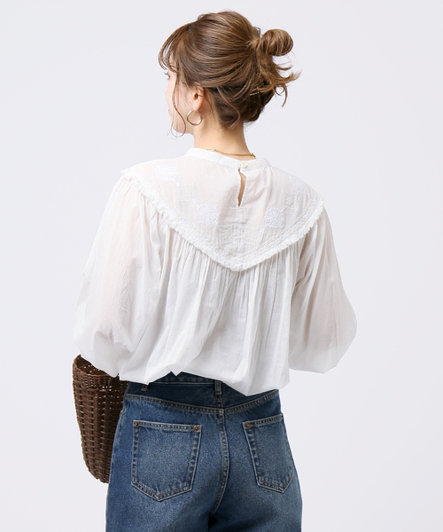 B.C STOCK(ベーセーストック)の「クロス刺繍ボイルブラウス◆(シャツ/ブラウス・レディース・ホワイト/ブラック/ホワイト系その他・FREE)」の18枚目の写真