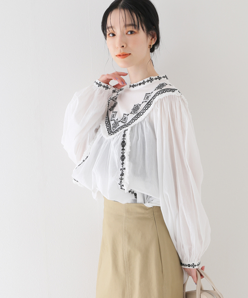 B.C STOCK(ベーセーストック)の「クロス刺繍ボイルブラウス◆(シャツ/ブラウス・レディース・ホワイト/ブラック/ホワイト系その他・FREE)」の22枚目の写真