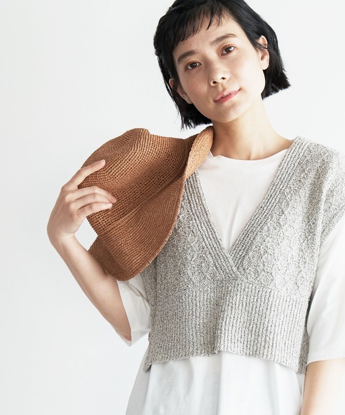 LBC（エルビーシー）の「こま編みペーパーキャペリンハット（ハット・レディース・オフホワイト/ブルー/ライトブラウン・FREE）」の18枚目の写真