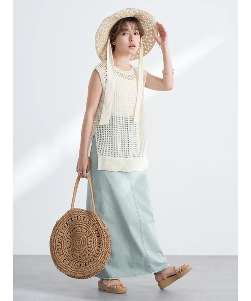 earth music&ecology（アースミュージックアンドエコロジー）の「リサイクルポリエステルブレンドメッシュベスト（ベスト・レディース・ブラウン/アイボリー/オリーブ・FREE）」の7枚目の写真