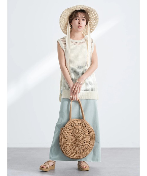 earth music&ecology（アースミュージックアンドエコロジー）の「リサイクルポリエステルブレンドメッシュベスト（ベスト・レディース・ブラウン/アイボリー/オリーブ・FREE）」の9枚目の写真