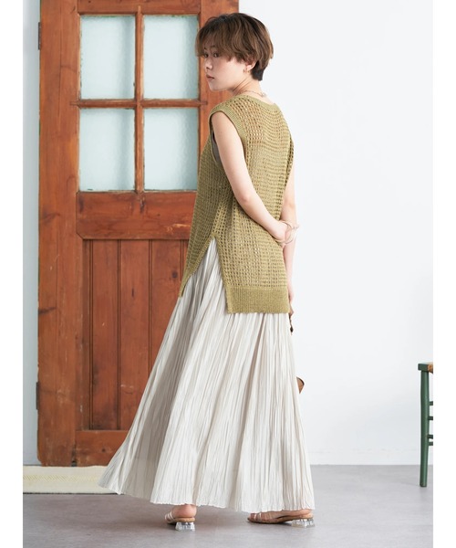 earth music&ecology（アースミュージックアンドエコロジー）の「リサイクルポリエステルブレンドメッシュベスト（ベスト・レディース・ブラウン/アイボリー/オリーブ・FREE）」の20枚目の写真