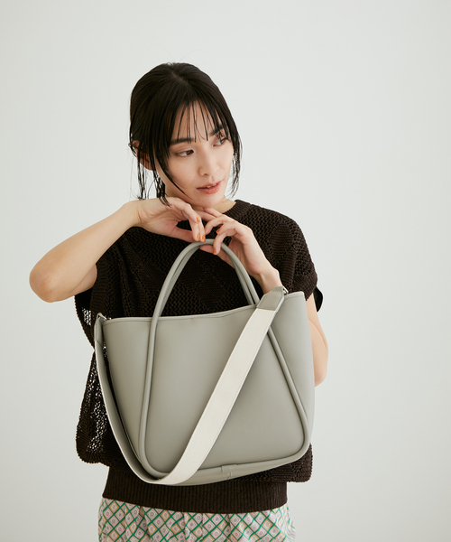SALON adam et rope'(サロン アダム エ ロペ)の「キャンバスコンビトートバッグ(トートバッグ・レディース・グレー/オフホワイト/ブラック系その他・FREE)」の5枚目の写真