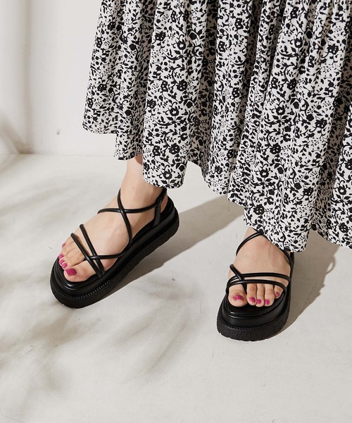 チーコ　BRENTA　ブレンタ フラットサンダル　ブラック　黒　38 セール】 BRENTA アンクルストラップフラットサンダル （サンダル