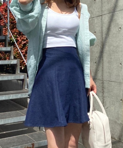 one after another NICE CLAUP（ワンアフターアナザーナイスクラップ）の「バックレースアップフレアミニスカート（スカート・レディース・ホワイト系その他/ブラック/インディゴブルー/チェック・FREE）」の3枚目の写真