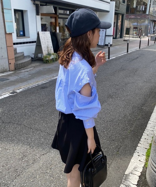 one after another NICE CLAUP（ワンアフターアナザーナイスクラップ）の「バックレースアップフレアミニスカート（スカート・レディース・ホワイト系その他/ブラック/インディゴブルー/チェック・FREE）」の6枚目の写真