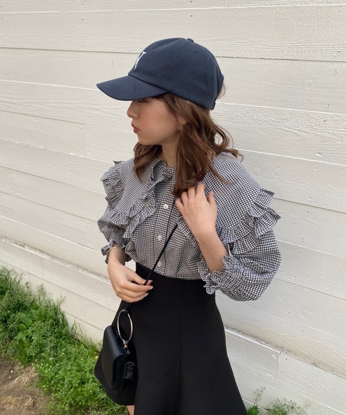 one after another NICE CLAUP（ワンアフターアナザーナイスクラップ）の「バックレースアップフレアミニスカート（スカート・レディース・ホワイト系その他/ブラック/インディゴブルー/チェック・FREE）」の15枚目の写真