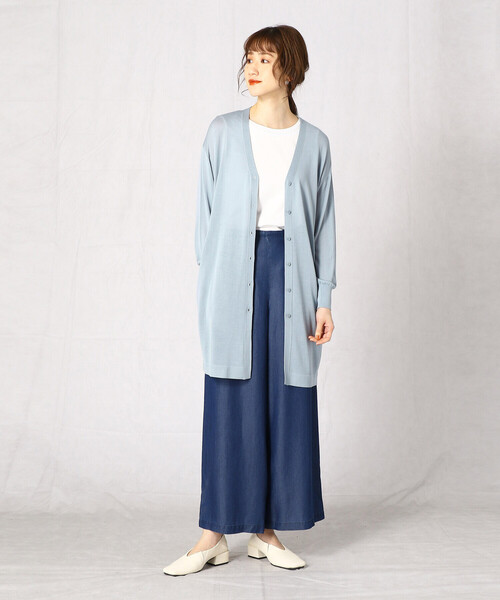Comme Ca Mature(コムサマチュア)の「ロングカーディガン(カーディガン/ボレロ・レディース・ホワイト/グレー/サックスブルー・FREE)」の4枚目の写真