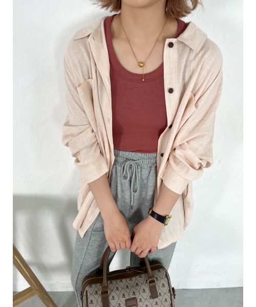 JUMELLE(ジュメロ)の「ライトリネンシャツ(シャツ/ブラウス・レディース・ピンク・FREE)」の2枚目の写真