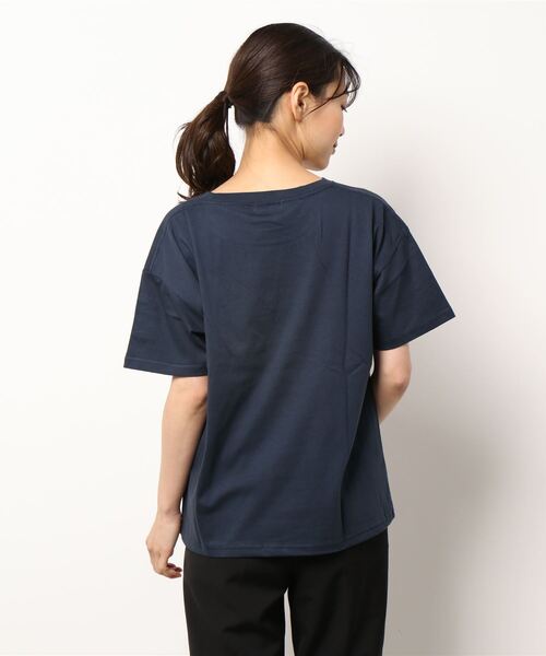 Samansa Mos2（サマンサ モスモス）の「モチーフプリントTシャツ（Tシャツ/カットソー・レディース・イエロー/オフホワイト/サックスブルー/ネイビー/レッド/ベージュ・ﾌﾘ-）」の8枚目の写真