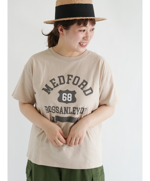 Samansa Mos2（サマンサ モスモス）の「モチーフプリントTシャツ（Tシャツ/カットソー・レディース・イエロー/オフホワイト/サックスブルー/ネイビー/レッド/ベージュ・ﾌﾘ-）」の2枚目の写真