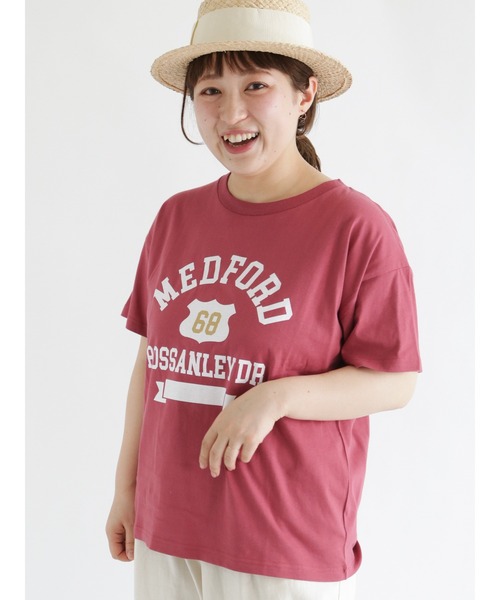 Samansa Mos2（サマンサ モスモス）の「モチーフプリントTシャツ（Tシャツ/カットソー・レディース・イエロー/オフホワイト/サックスブルー/ネイビー/レッド/ベージュ・ﾌﾘ-）」の6枚目の写真
